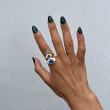Anillo Laminado de Amuleto con 3 Ojos de Cristal