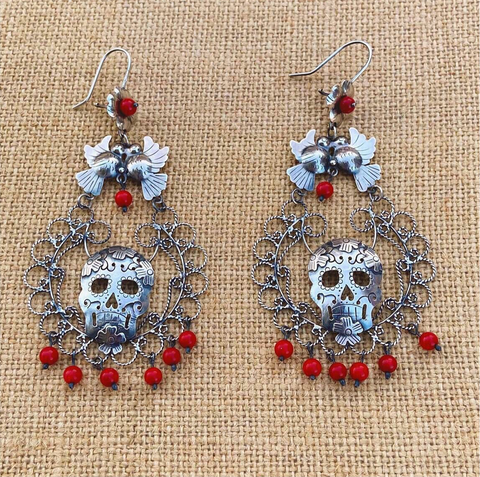 Aretes Tradicionales “Día de Muertos” Filigrana de Plata