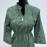 Vestido de Algodón Puro Teñido Artesanalmente (BlockPrint)