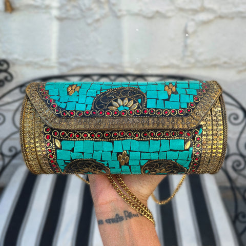 Bolsa / Clutch Boho, Artesanal y Vintage de India