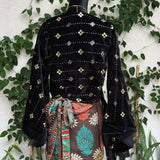 Top Gitano con Espejos Bordados en Terciopelo