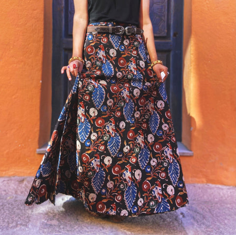 Falda de Algodón Puro Teñido Artesanalmente (BlockPrint)