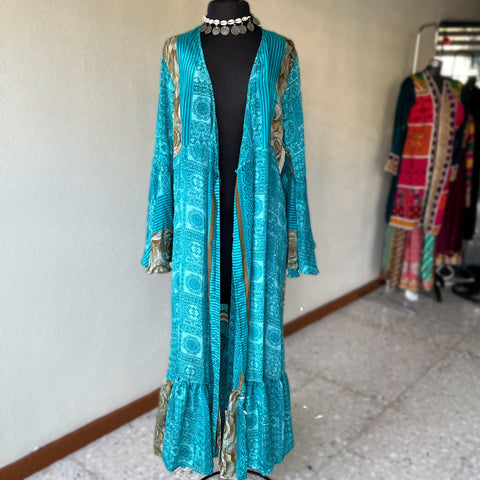 2 en 1 Kimono y Vestido de Seda India - Largo