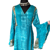 2 en 1 Kimono y Vestido de Seda India - Largo