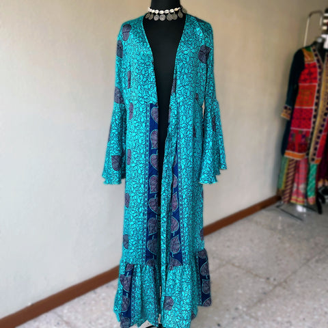 2 en 1 Kimono y Vestido de Seda India - Largo