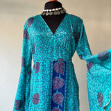 2 en 1 Kimono y Vestido de Seda India - Largo