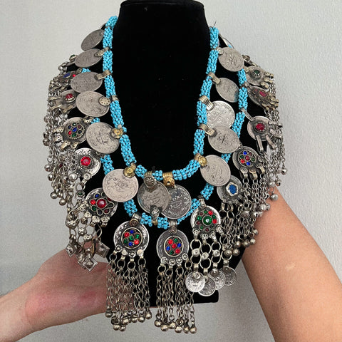 2 en 1 Cinturón y Collar Vintage hecho Artesanalmente por una Tribu Gitana