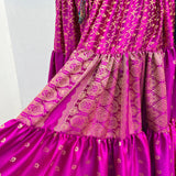 Falda Confeccionada con Sarees Vintage de Satén Brocado (con 25 yardas) Tiene Defecto*