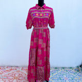Vestido Bohemio de Seda India con Botones de Coco