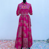 Vestido Bohemio de Seda India con Botones de Coco