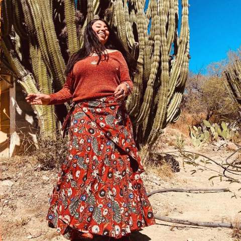 Falda de Algodón Puro Teñido Artesanalmente (BlockPrint)