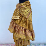 Falda Confeccionada con Sarees Vintage de Satén Brocado (con 25 yardas) Tiene Defecto*