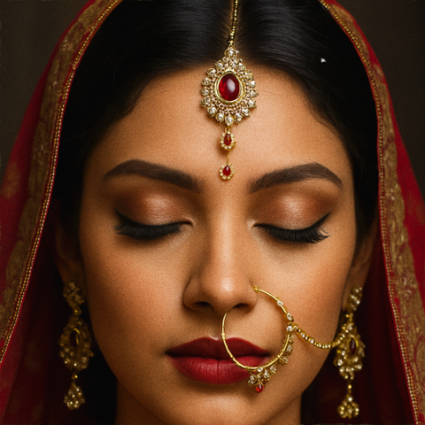 Set de Joyería de India (Tikka y Nath)