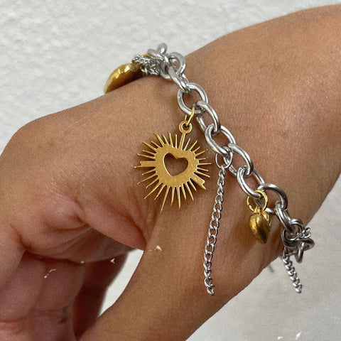 Pulsera Bohemia con Pendientes (Acero inoxidable)