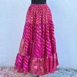 Falda Confeccionada con Sarees Vintage de Satén Brocado (con 25 yardas)