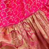 Falda Confeccionada con Sarees Vintage de Satén Brocado Con 25 Yardas