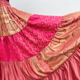 Falda Confeccionada con Sarees Vintage de Satén Brocado Con 25 Yardas