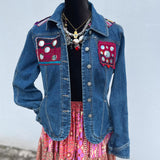 Chamarra Vintage Intervenida con Arte Textil Hecho por Gitanos