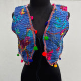 Chaleco Corto Bohemio y con Bordados y Pompones