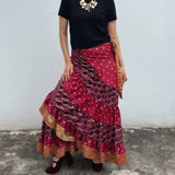 Falda Envolvente Hecha con Satin Brocado Vintage (Con Detalle)