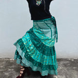 Falda Envolvente Hecha con Satin Brocado Vintage