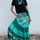 Falda Envolvente Hecha con Satin Brocado Vintage