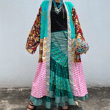 Falda Envolvente Hecha con Satin Brocado Vintage