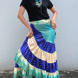 Falda Envolvente Hecha con Satin Brocado Vintage
