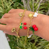 Pulseras Con Cerezas de Acero Inoxidable - Por Pieza