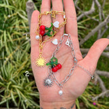 Pulseras Con Cerezas de Acero Inoxidable - Por Pieza