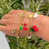 Pulseras Con Cerezas de Acero Inoxidable - Por Pieza