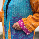 Abrigo Vintage “Kantha” con Bordados a Mano de la India (Algodón)