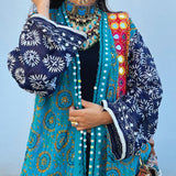 Kimono Phulkari Mágico Bordado Artesanalmente