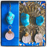 Par - Aretes Gitanos con piedras Howlita