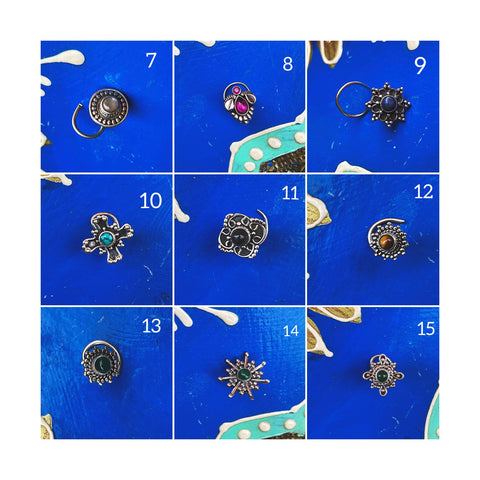 Nath / Aretes para la Nariz de Plata con Piedras